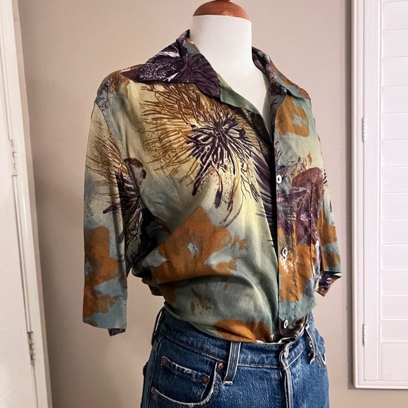 Vintage Georg Roth Of Germany 100% Cotton Floral Button Down Blouse - Picture 2 of 4